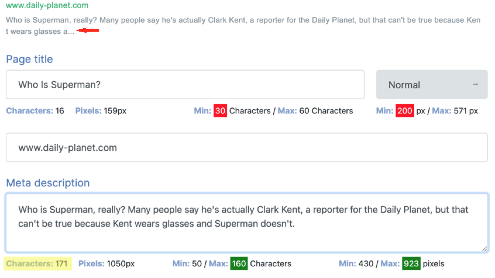 meta description character